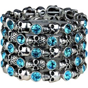 ❤️ Angel Jewelry Women's Crystal Skull Stretch Cuff Bracelet Stylish Jwellery